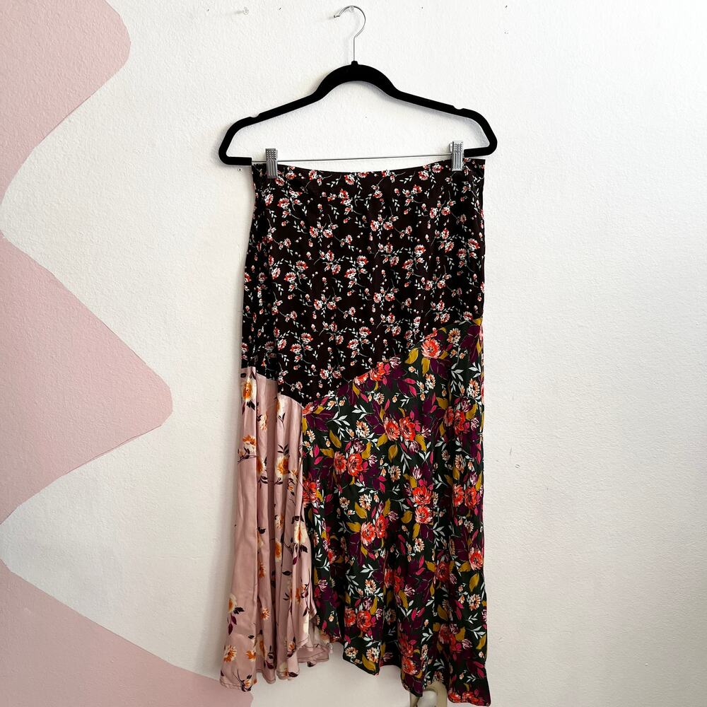 Vintage Floral Patchwork Maxi Skirt Y2K